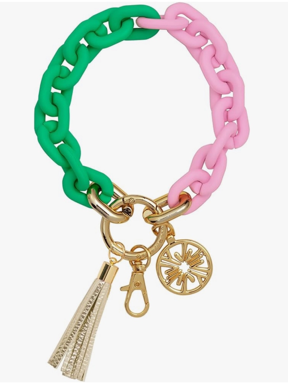NWT Lilly Pulitzer Pink and Green Acrylic Chain Keychain Bracelet